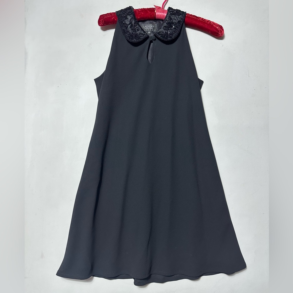 Vintage Black Laundry By Shelli Segal Elegant Black Dress with Beaded Collar